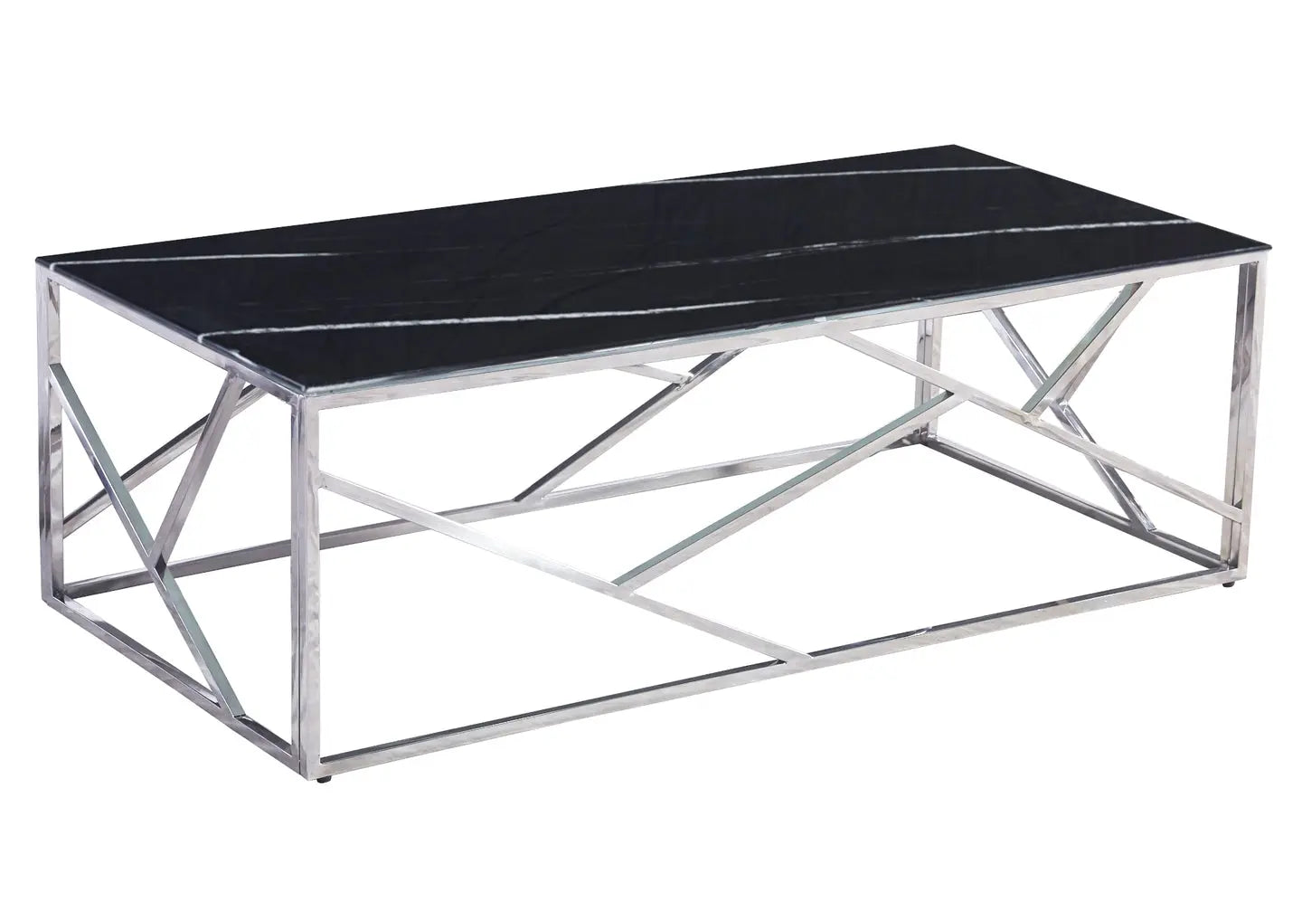 Table basse chrome marbre noir ILÉA New Design