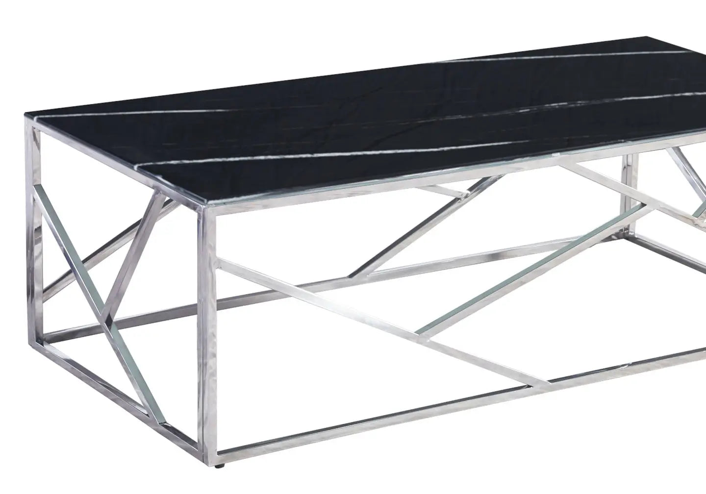 Table basse chrome marbre noir ILÉA New Design