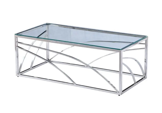 Table basse design argent en verre LEXIE New Design