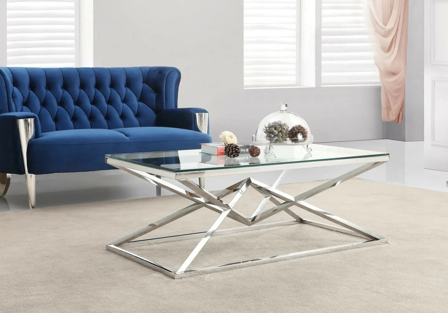 Table basse design argenté LUXOR New Design