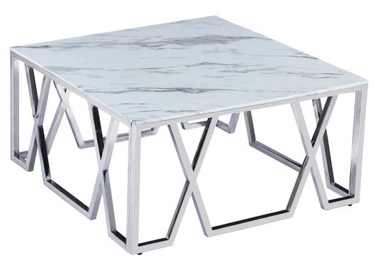 Table basse design chromé marbre LEXA New Design