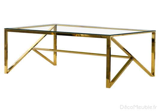 Table basse dorée en verre JESSY New Design