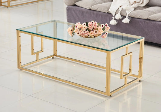 Table basse dorée en verre trempé GLORY New Design