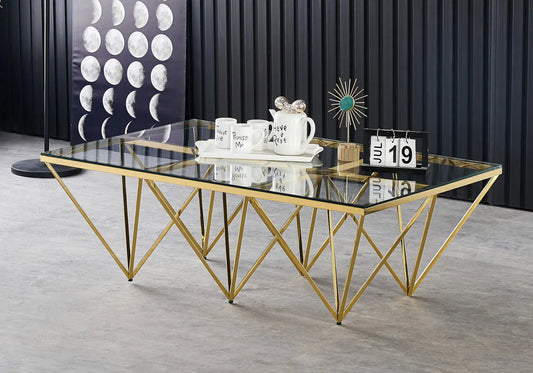 Table basse dorée en verre trempé GUSTA New Design