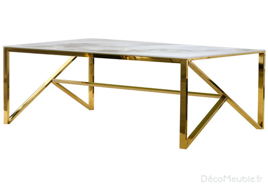 Table basse dorée marbre beige JESSY New Design