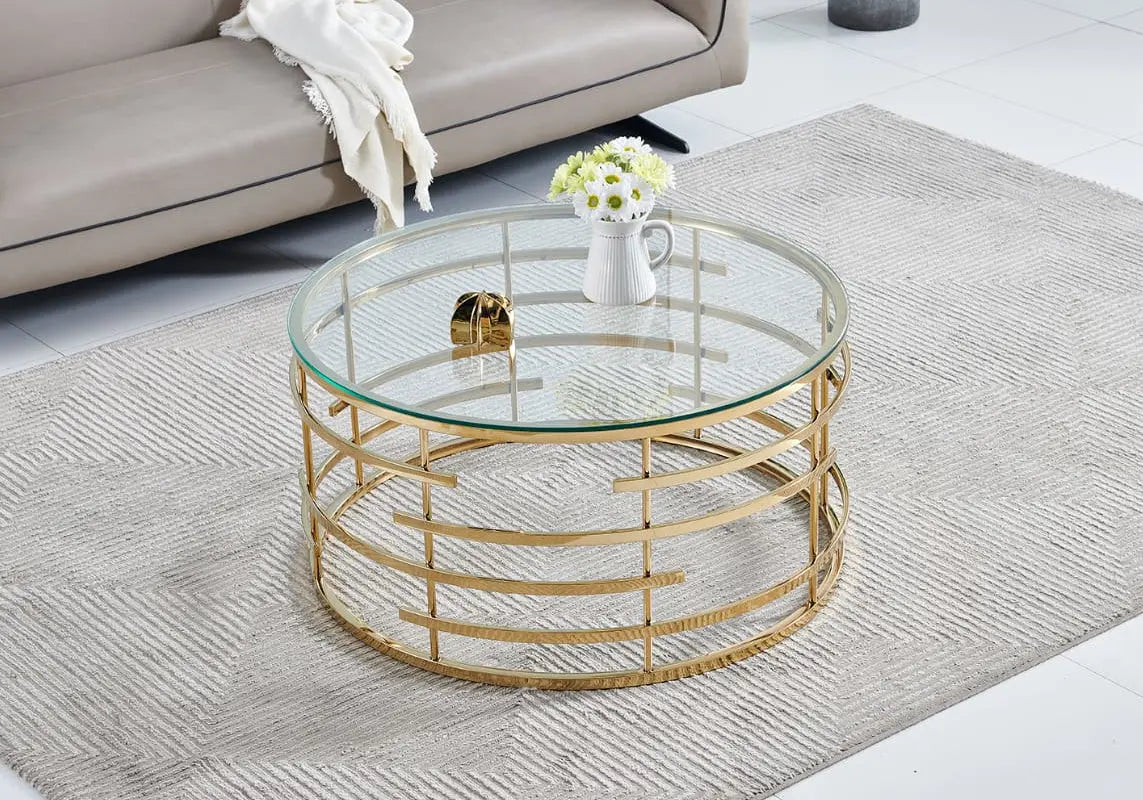 Table basse dorée marbre blanc ASIYA New Design