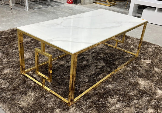 Table basse dorée marbre blanc GLORY New Design