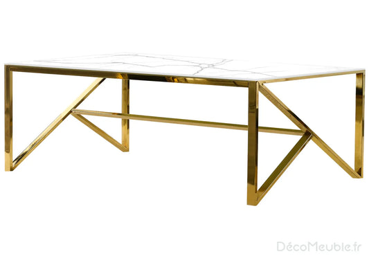 Table basse dorée marbre blanc JESSY New Design
