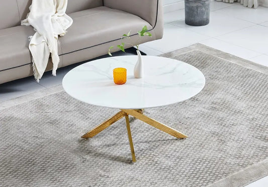 Table basse dorée marbre blanc JOA New Design