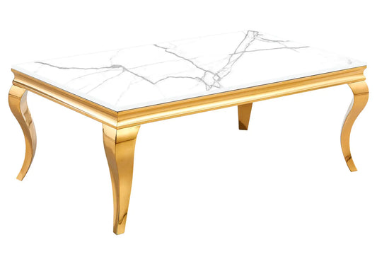 Table basse dorée marbre blanc NEO New Design
