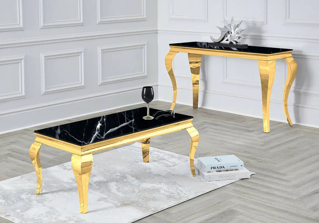 Table basse dorée marbre noir NEO New Design