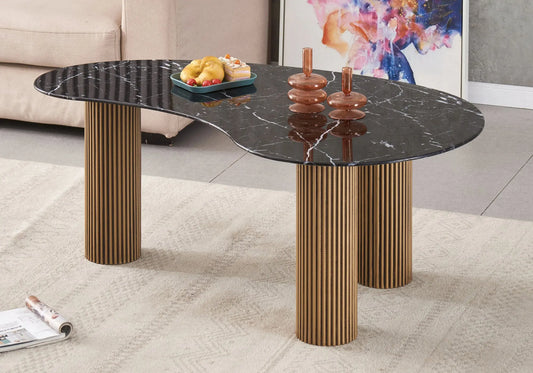 Table basse dorée marbre noir PIATO New Design