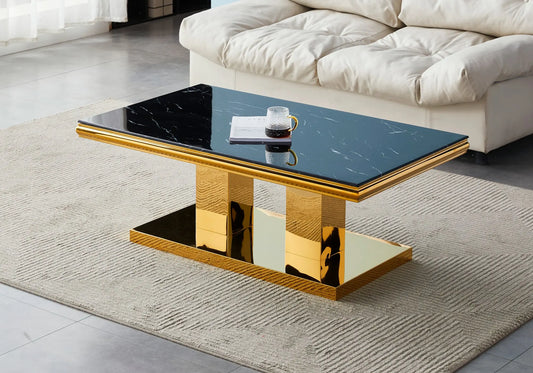 Table basse dorée marbre noir VERSUS New Design