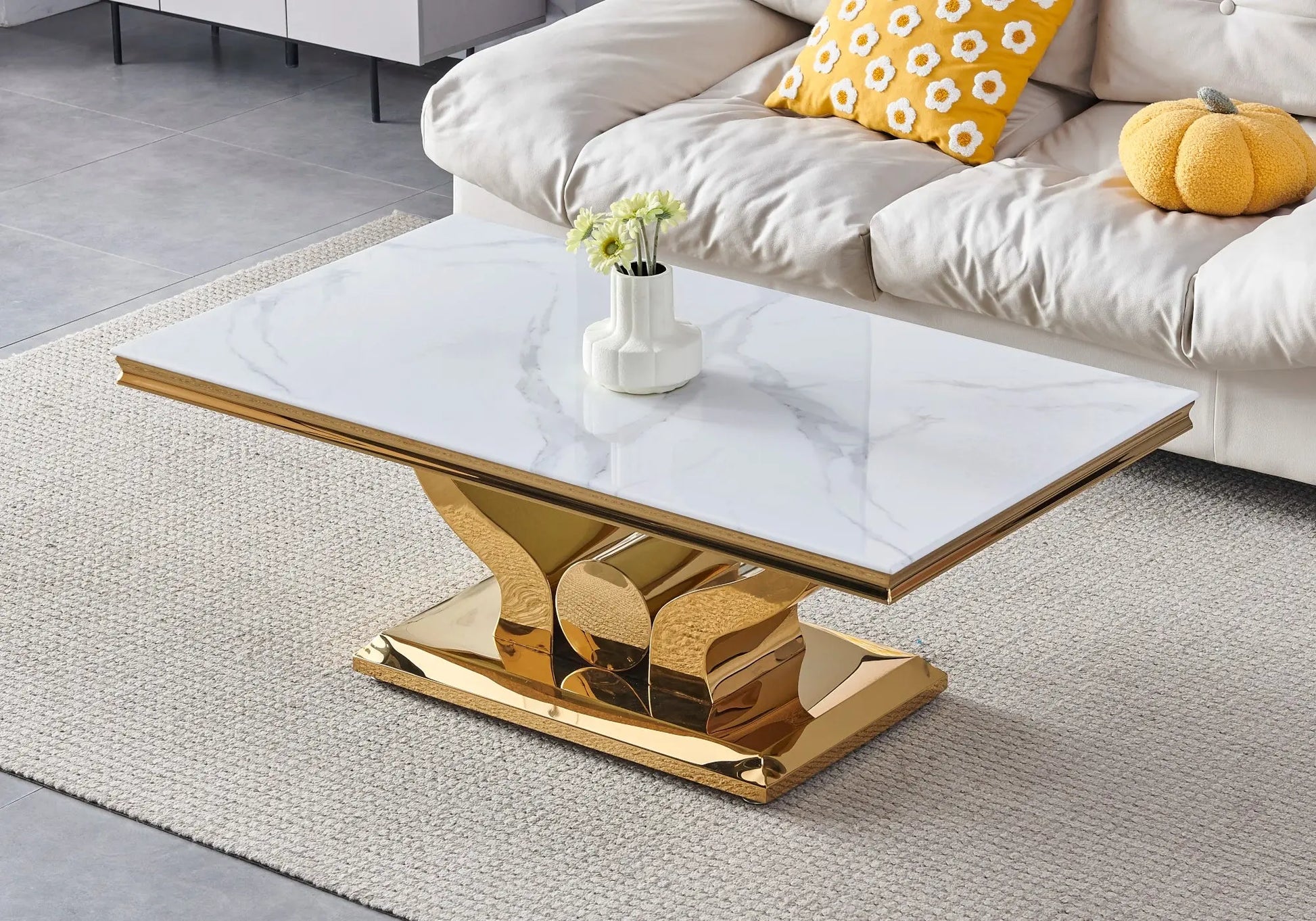 Table basse en verre blanc doré NEA New Design