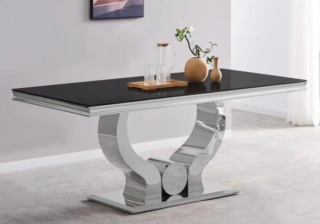 Table basse en verre noir argent NEA - DEKOFLIX