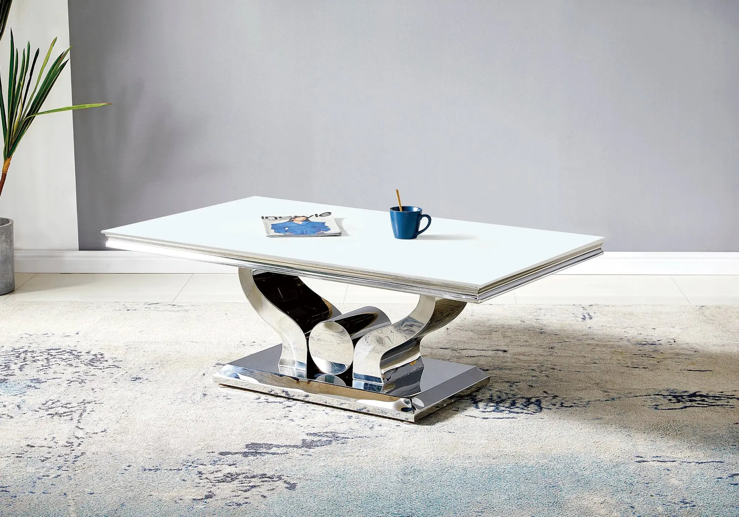 Table basse marbre beige argent NEA New Design