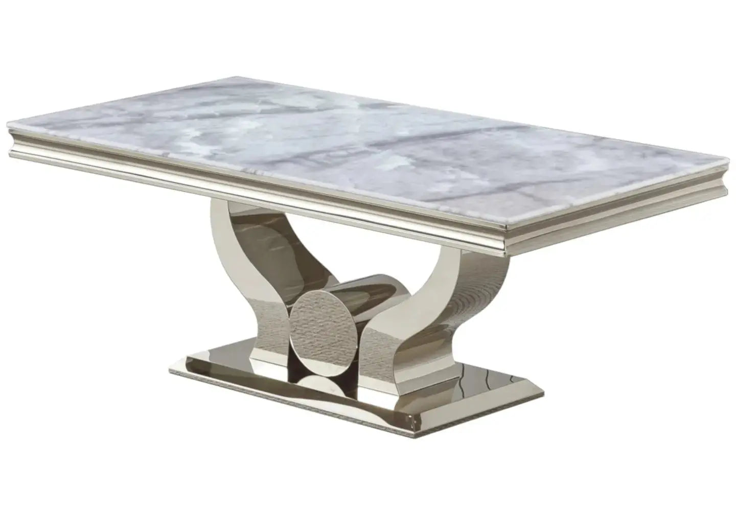 Table basse marbre blanc argent NEA New Design