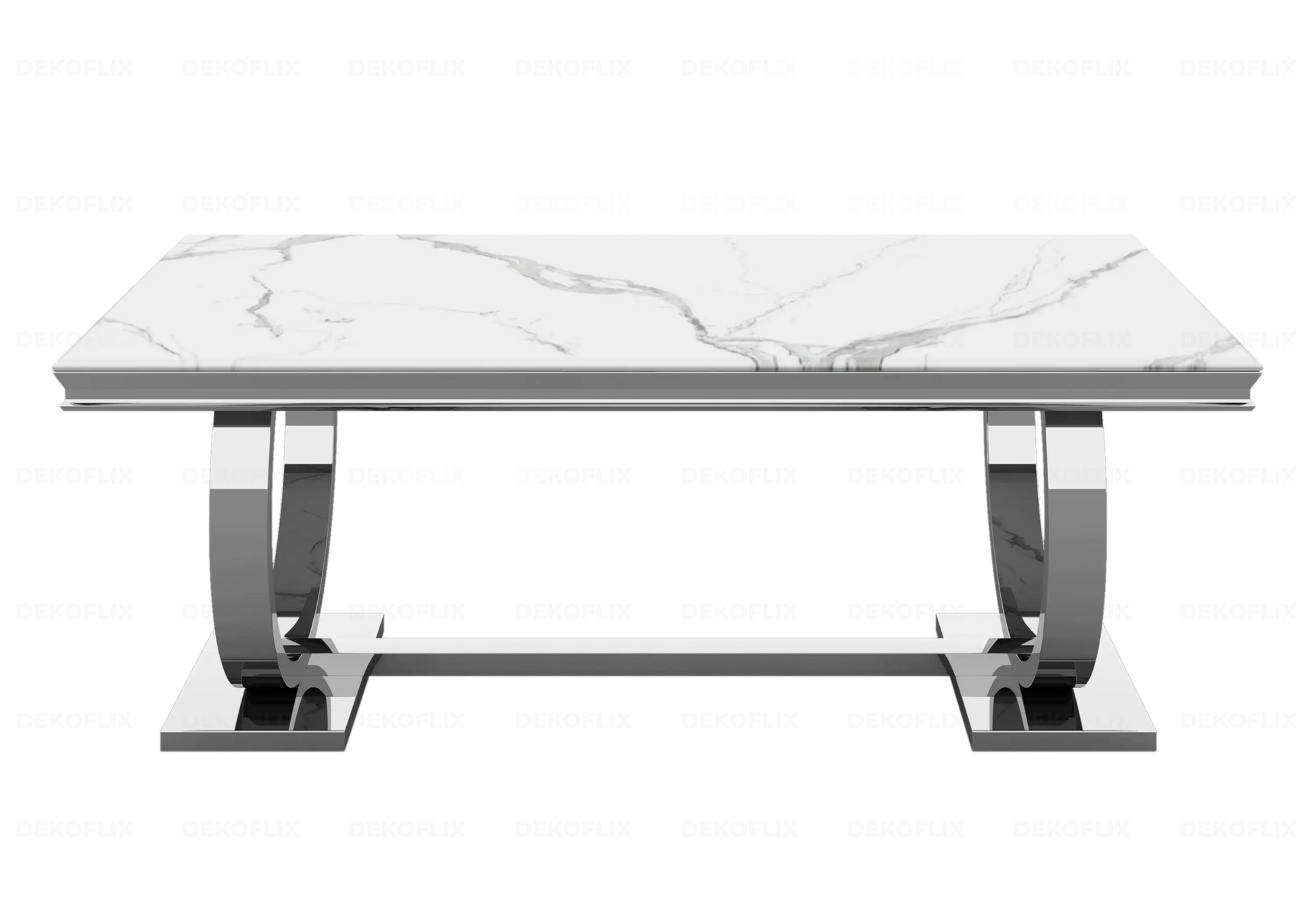 Table basse marbre blanc chromé design BOBO New Design