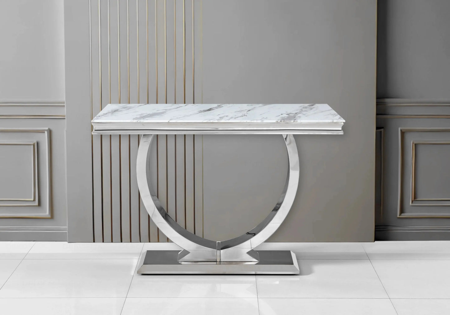 Table basse marbre blanc chromé design BOBO New Design