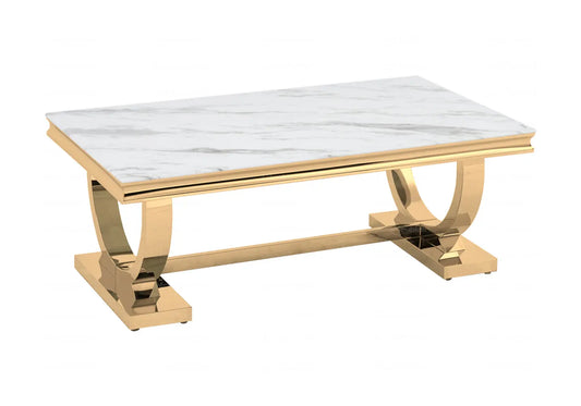 Table basse marbre blanc doré BOBO New Design