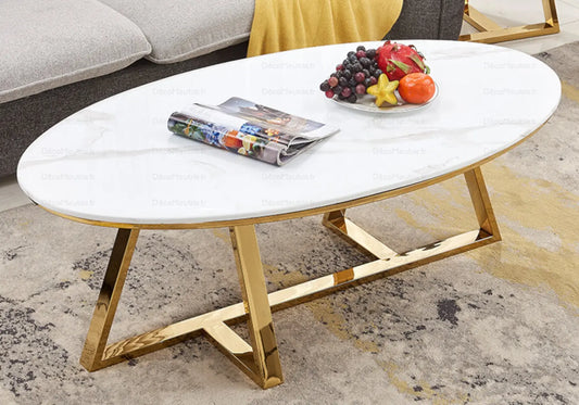 Table basse marbre blanc doré GRACY New Design