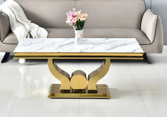 Table basse marbre blanc doré NEA New Design