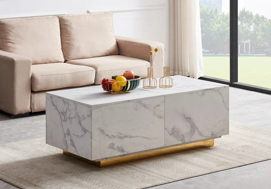 Table basse marbre blanc dorée AXEL New Design
