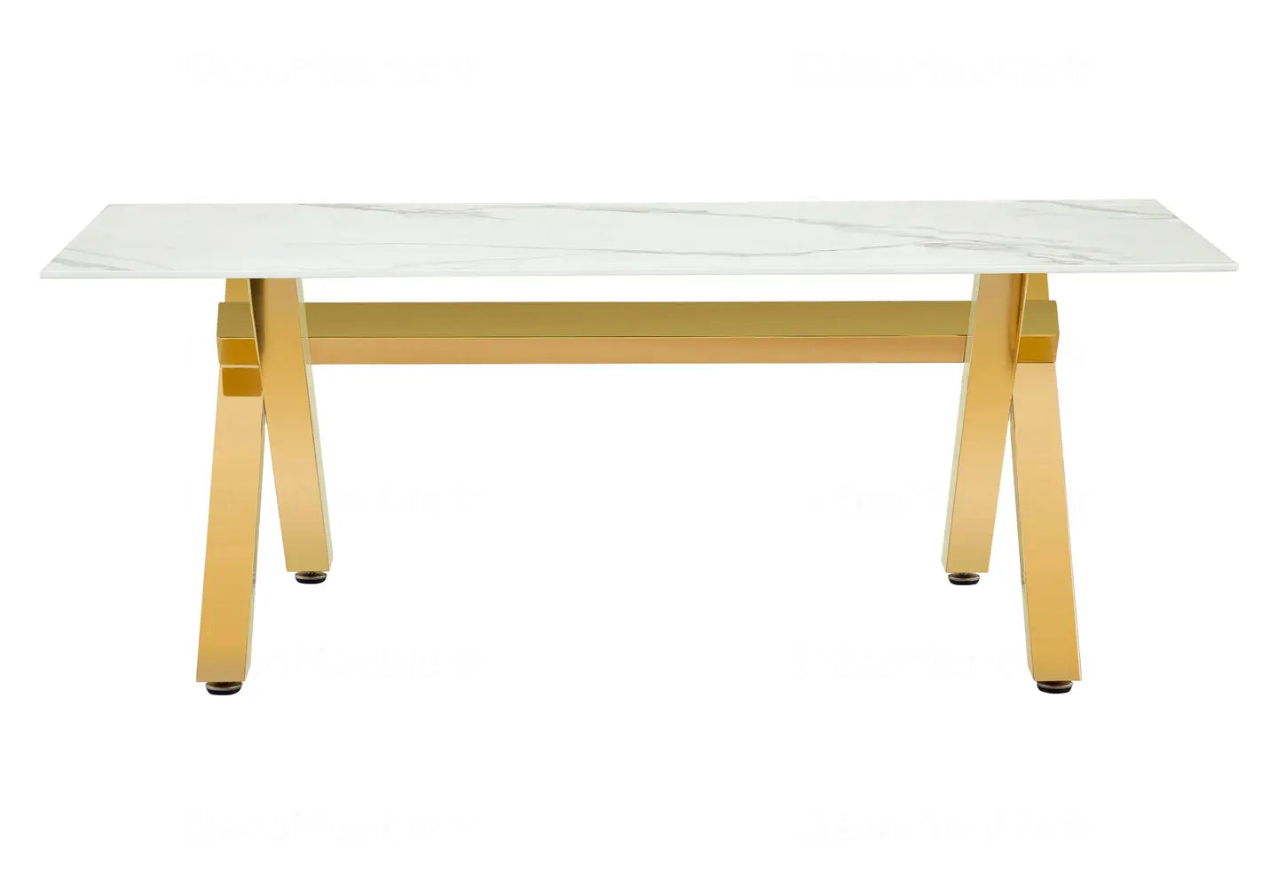 Table basse marbre blanc pied doré CROSS New Design