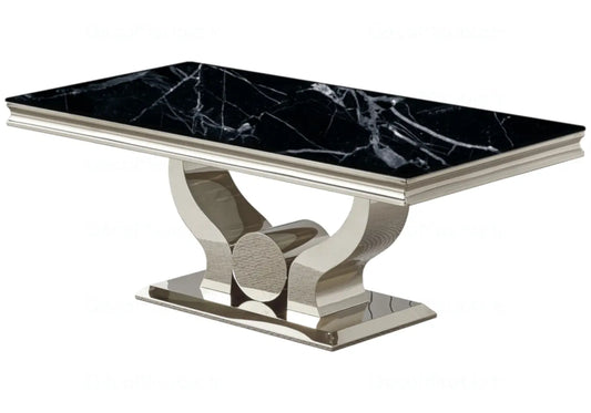 Table basse marbre noir argent NEA New Design