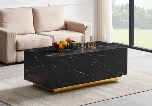 Table basse marbre noir dorée AXEL New Design