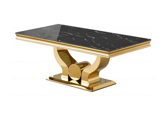 Table basse marbre noir pieds métal doré NEA New Design