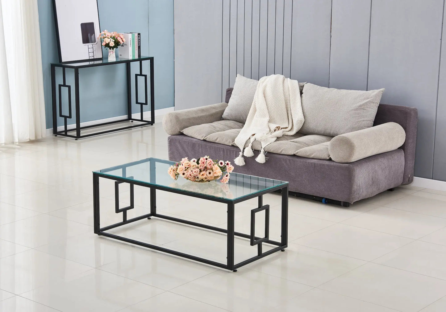 Table basse noire en verre trempé GLORY New Design