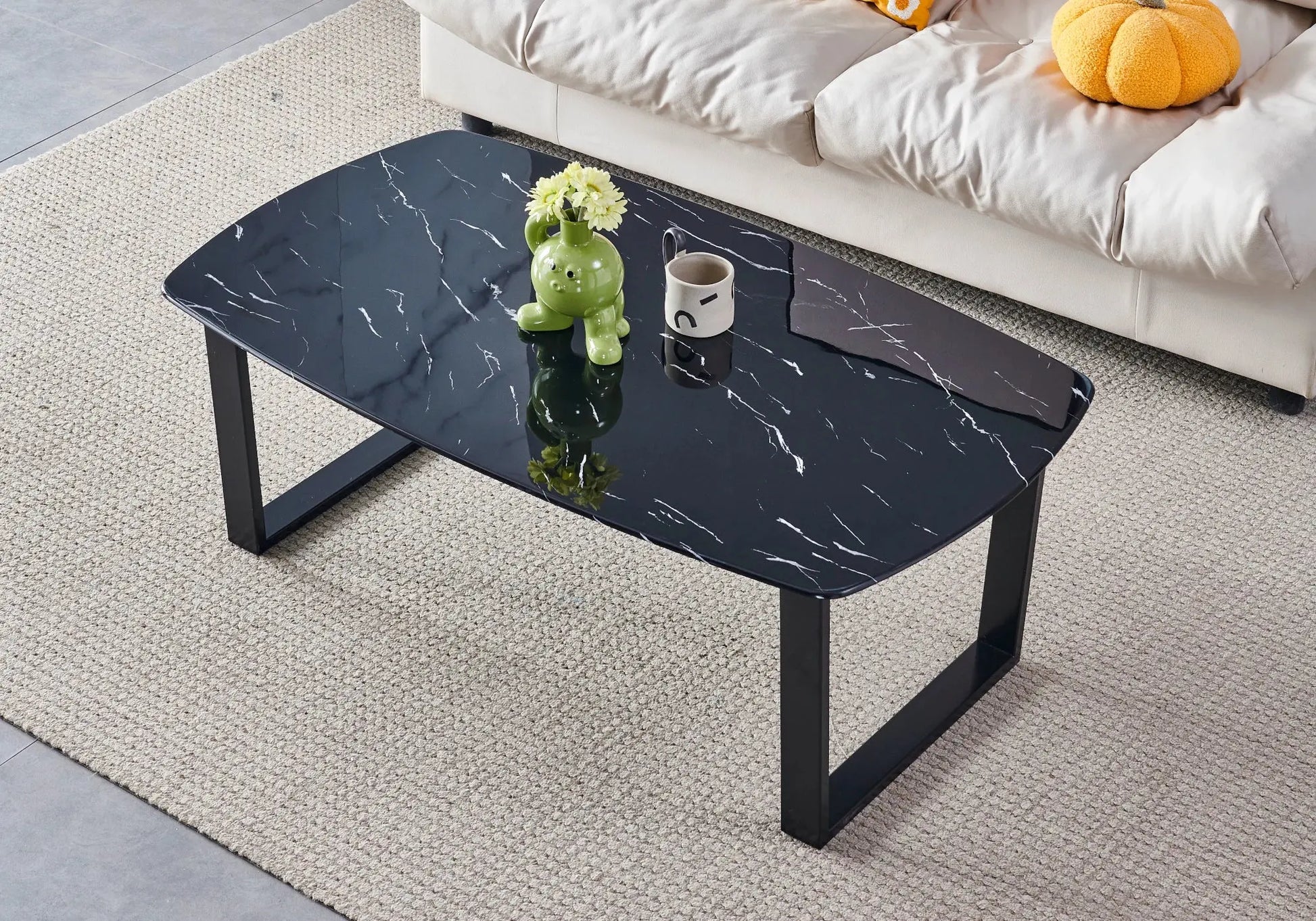 Table basse noire marbre beige LYLY New Design