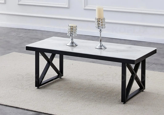 Table basse noire marbre blanc CLARA New Design