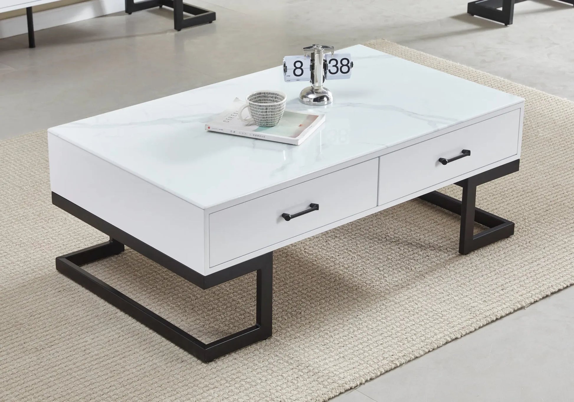 Table basse noire marbre blanc ODEL New Design