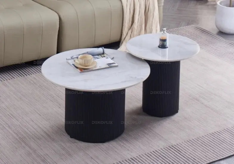 Table basse pied noir céramique marbre gris MILA New Design