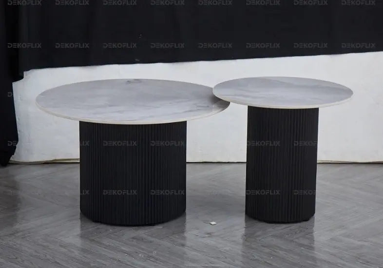 Table basse pied noir céramique marbre gris MILA New Design