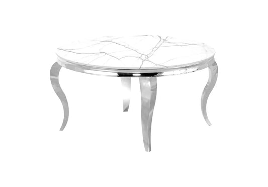 Table basse ronde argent marbre blanc NEO New Design