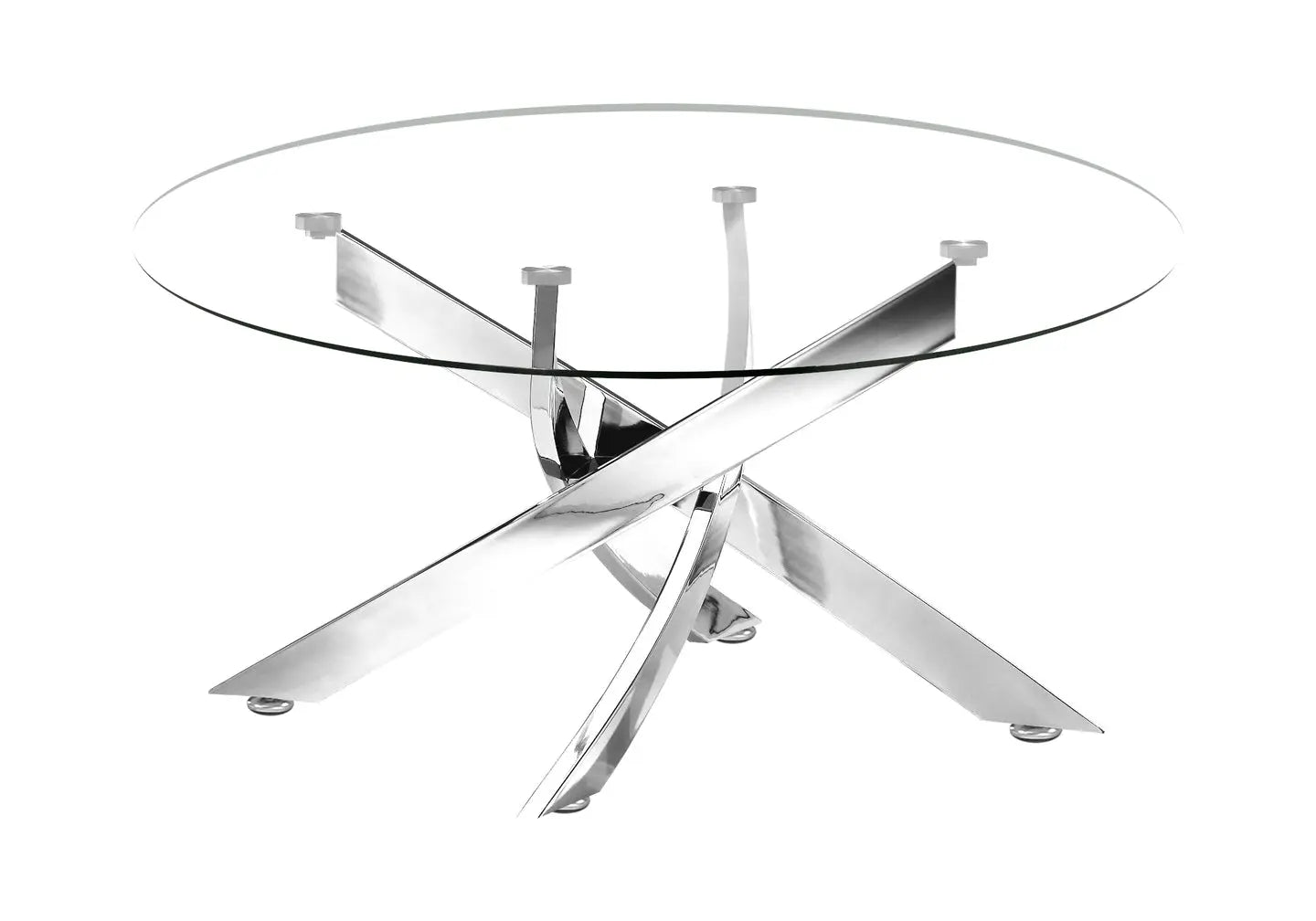 Table basse ronde argent verre JOY New Design