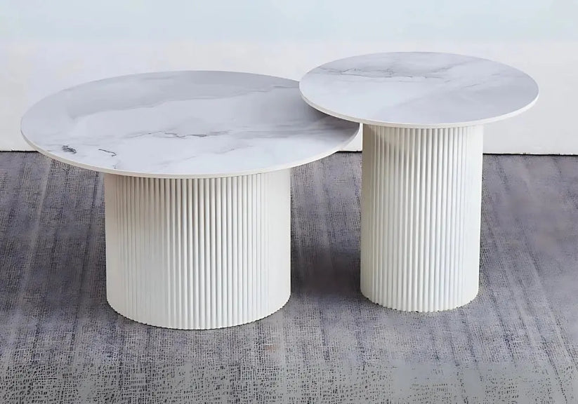 Table basse ronde céramique marbre gris MILA
