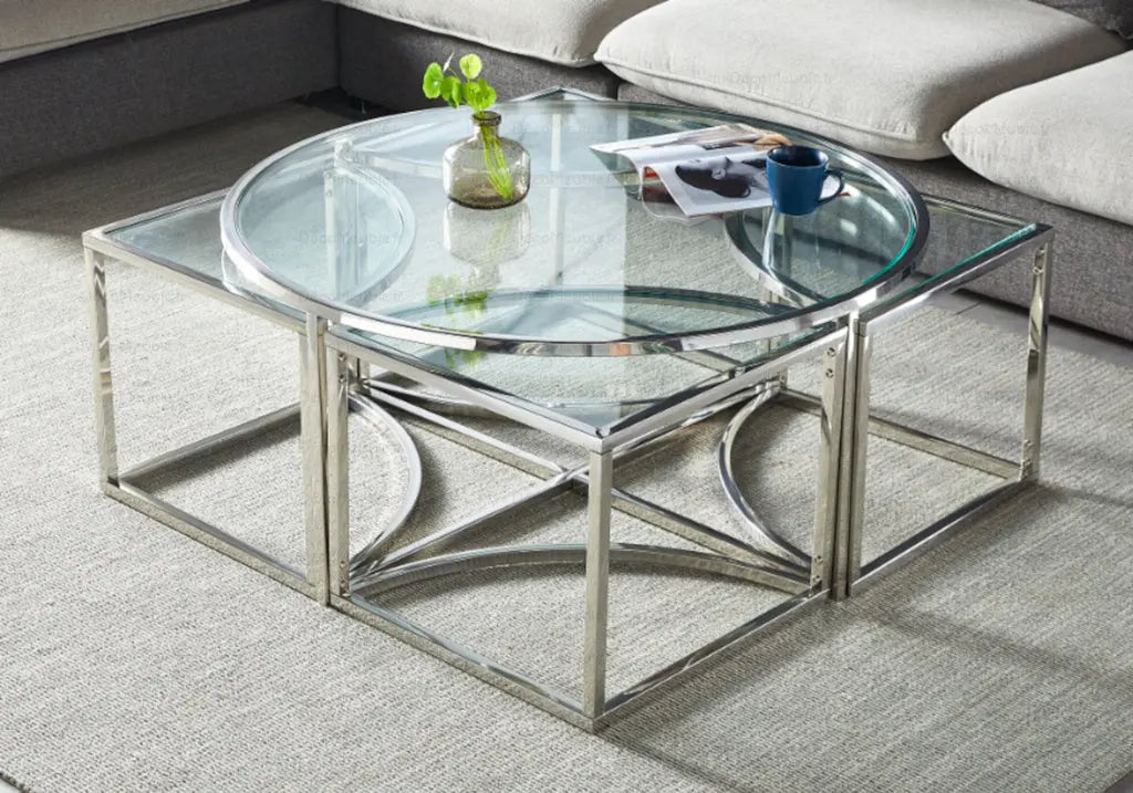 Table basse ronde design chromé PIO New Design