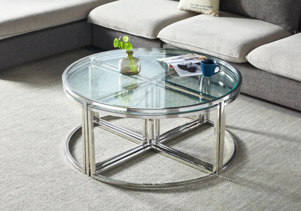 Table basse ronde design chromé PIO New Design