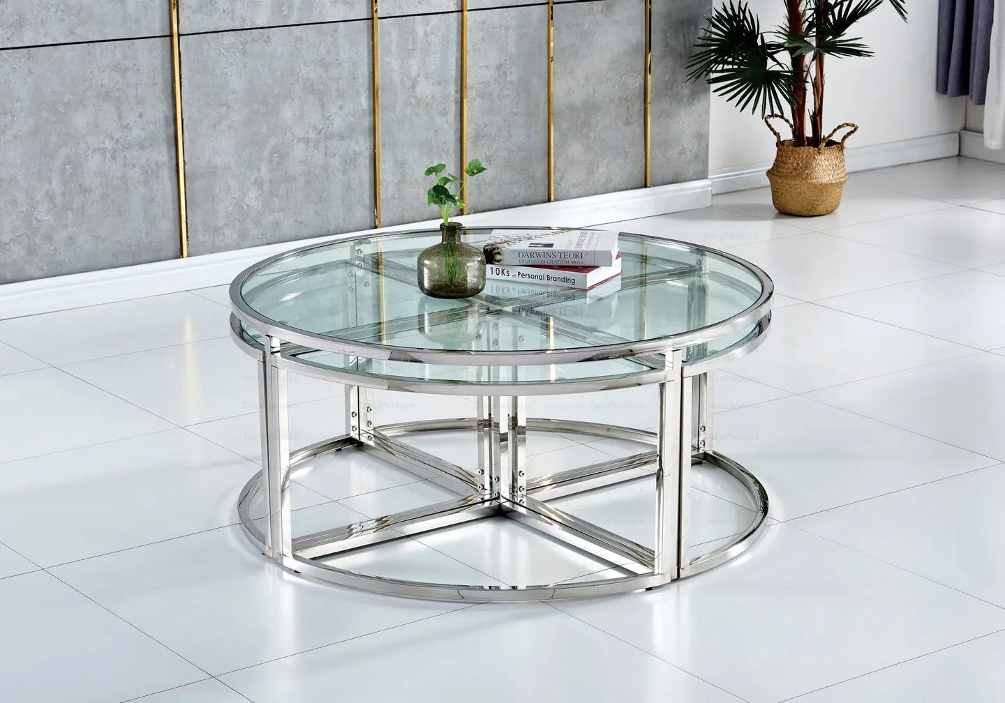 Table basse ronde design chromé PIO New Design