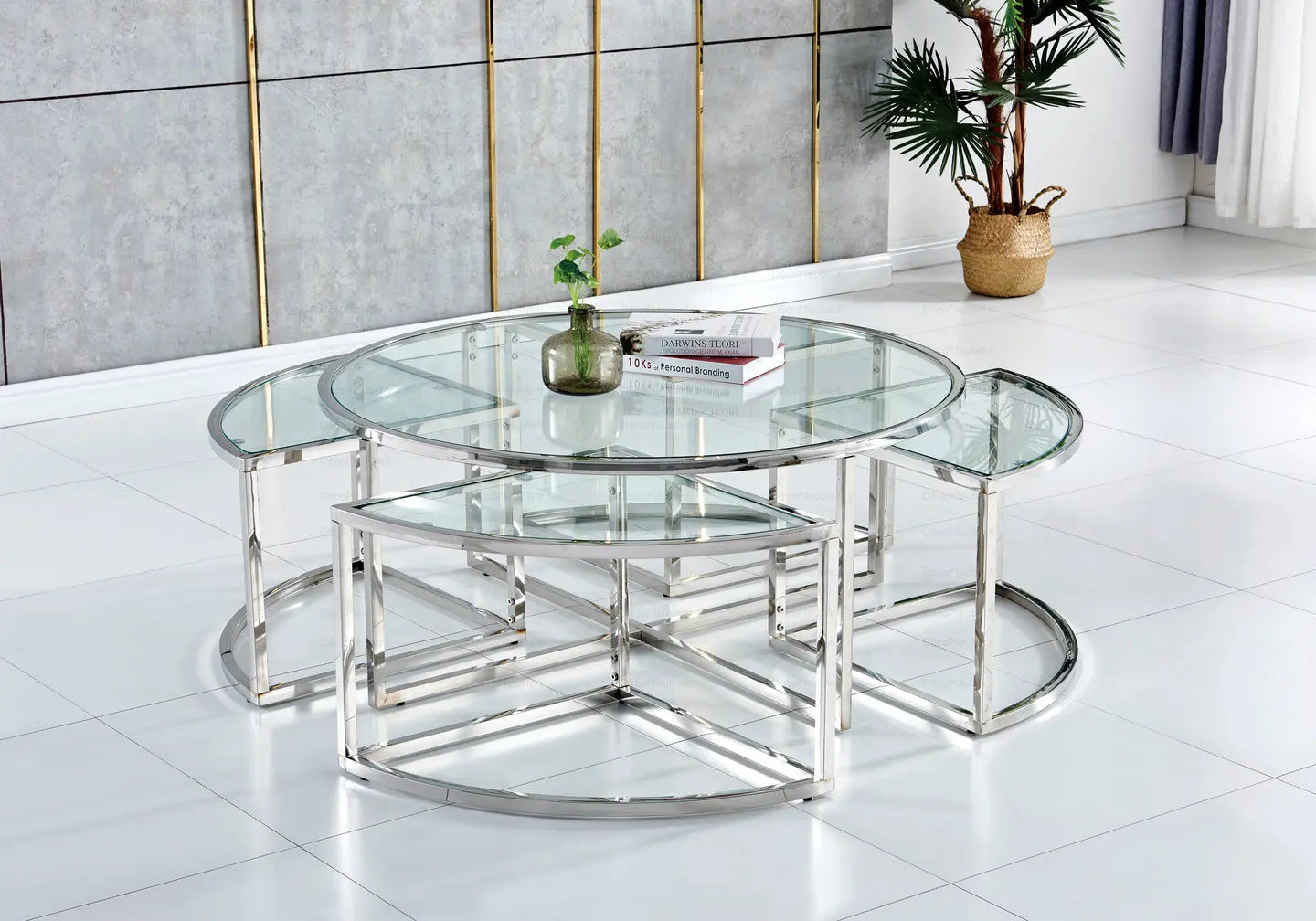 Table basse ronde design chromé PIO New Design