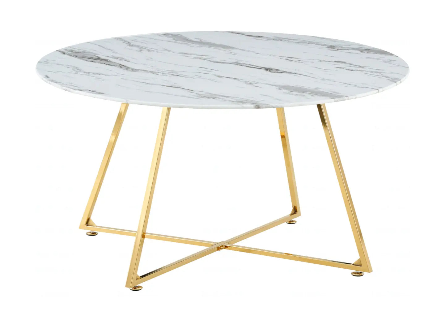 Table basse ronde dorée marbre blanc GINA New Design