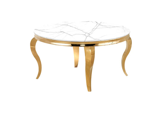 Table basse ronde dorée marbre blanc NEO New Design