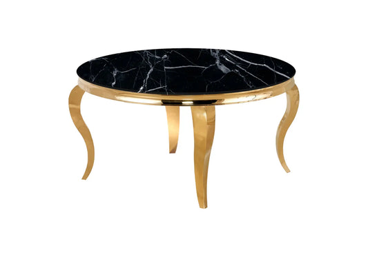 Table basse ronde dorée marbre noir NEO New Design