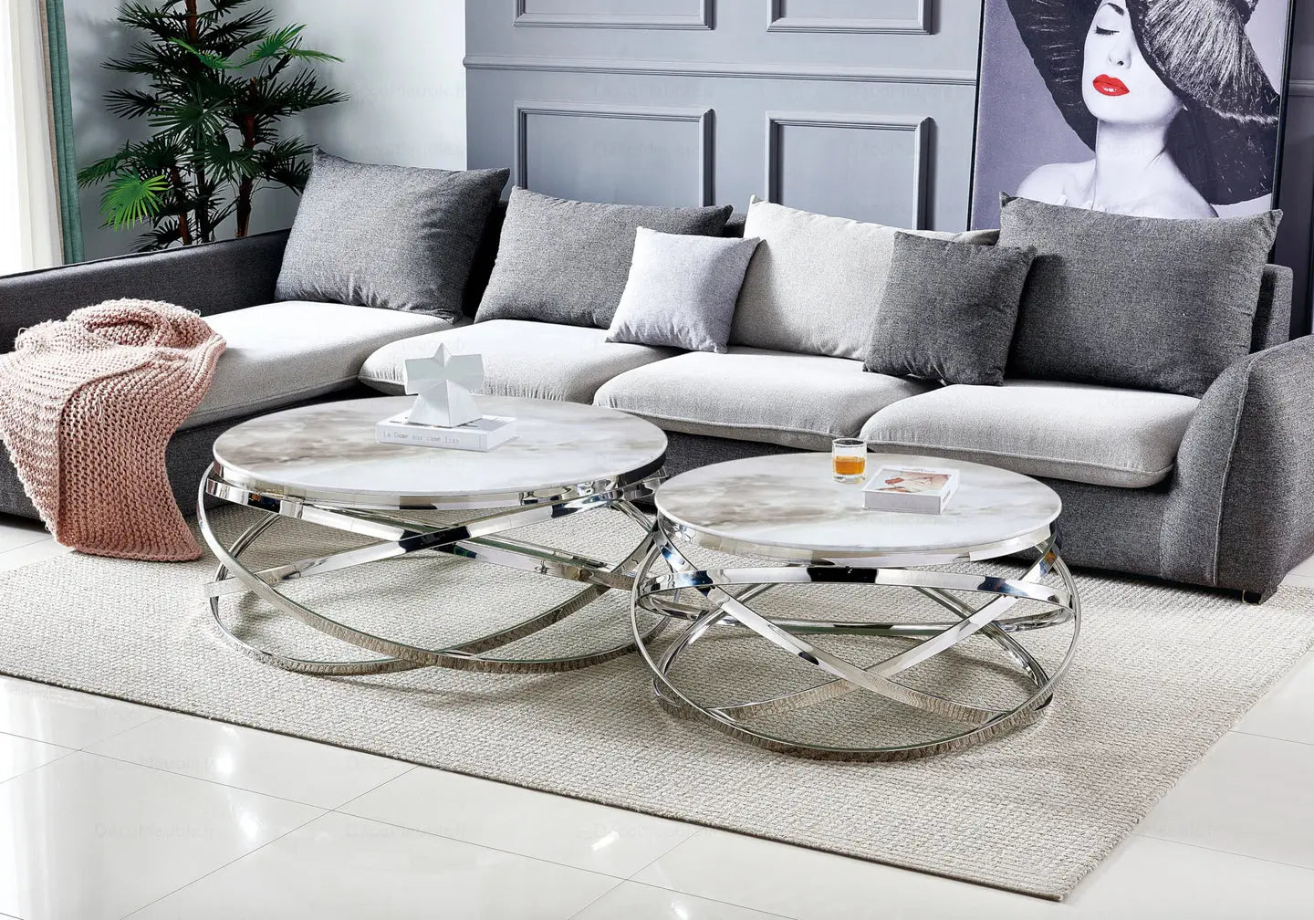 Table basse ronde marbre beige EVO New Design