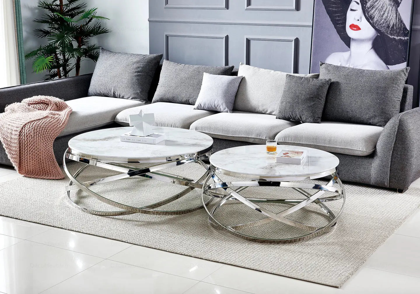 Table basse ronde marbre blanc EVO New Design