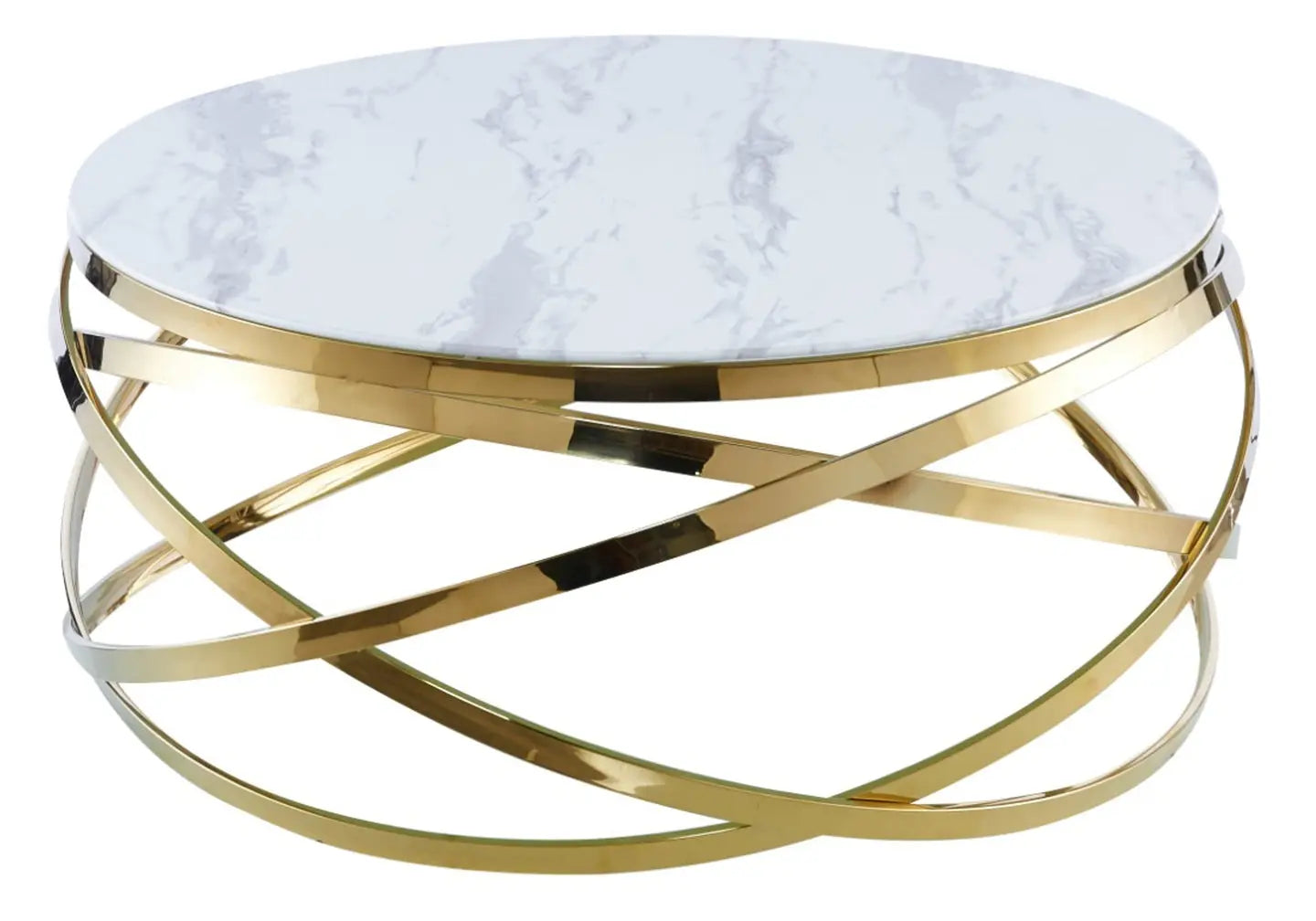 Table basse ronde marbre blanc doré EVO New Design